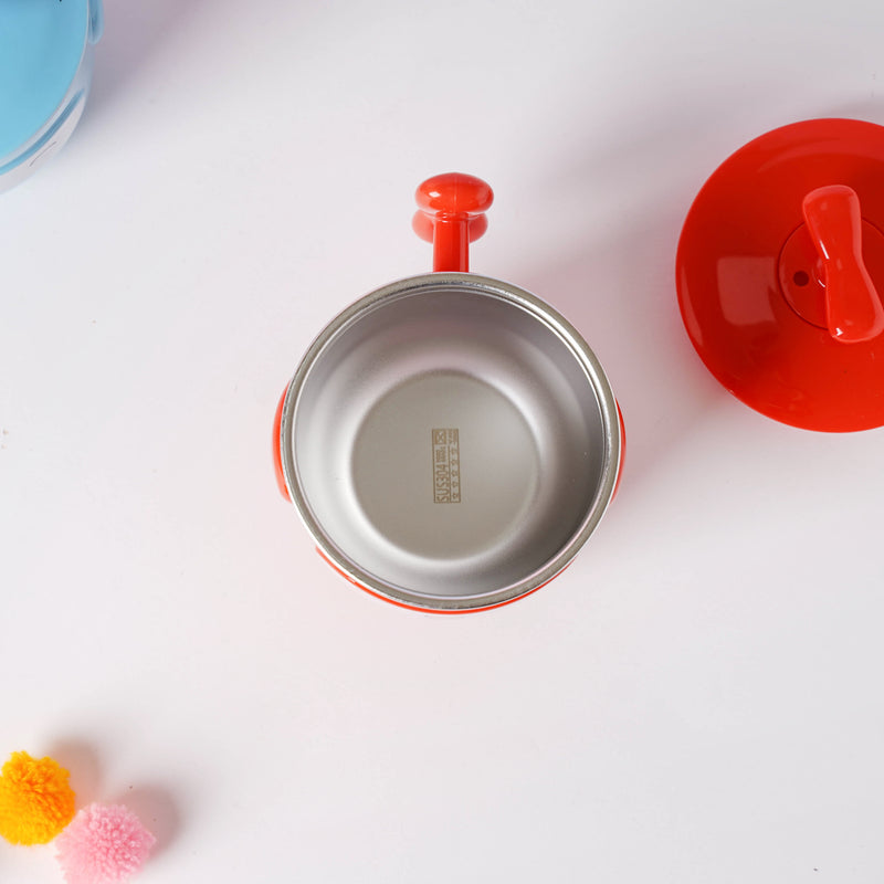 Cartoon Double Wall Stainless Steel Baby Bowl Red 200 ml - Kids Lunch Box