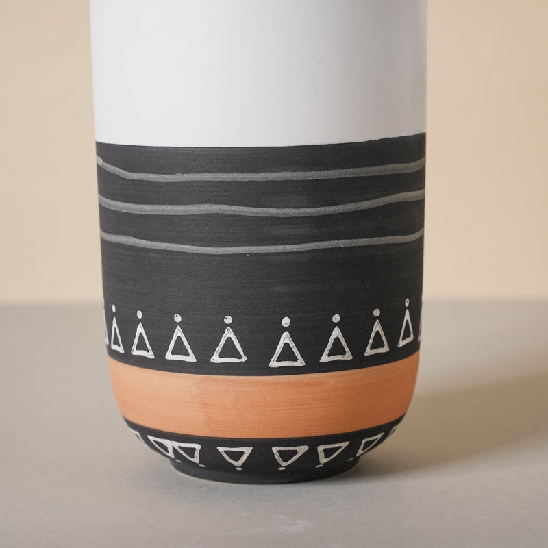 White Ethnic Vase - Flower vase for home decor, office and gifting | Home decoration items