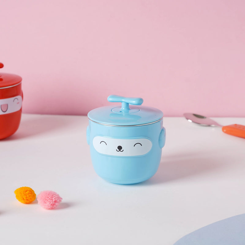 Cartoon Double Wall Stainless Steel Baby Bowl Blue 200 ml - Kids Lunch Box