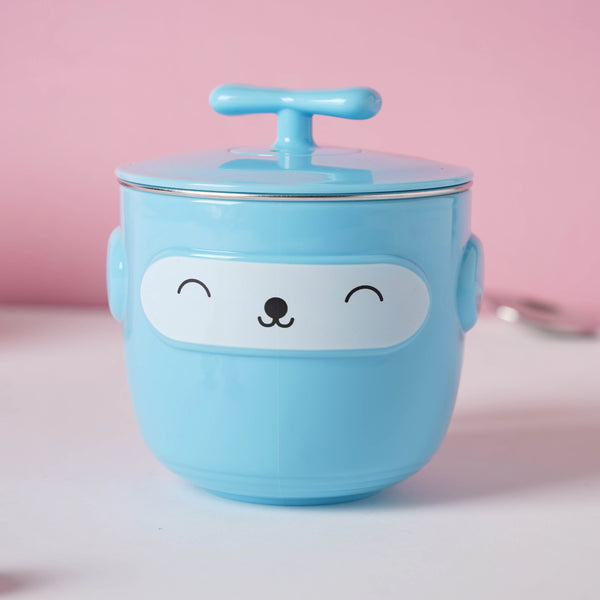 Cartoon Double Wall Stainless Steel Baby Bowl Blue 200 ml - Kids Lunch Box