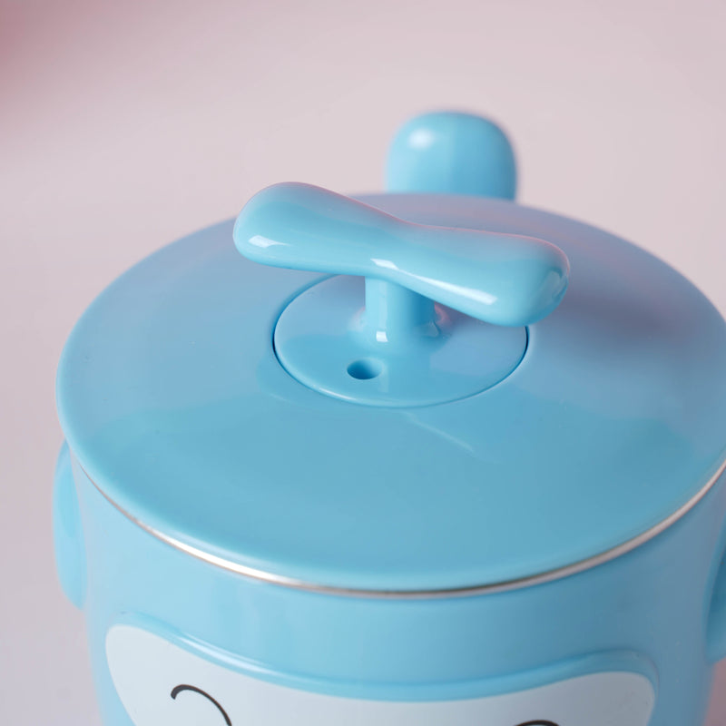 Cartoon Double Wall Stainless Steel Baby Bowl Blue 200 ml - Kids Lunch Box