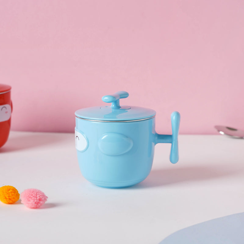 Cartoon Double Wall Stainless Steel Baby Bowl Blue 200 ml - Kids Lunch Box