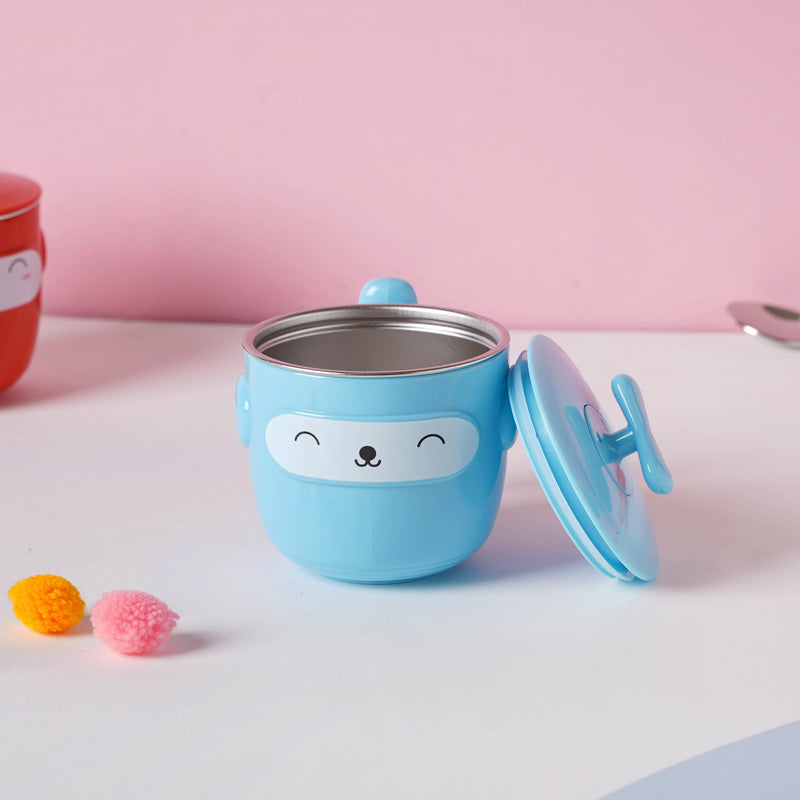 Cartoon Double Wall Stainless Steel Baby Bowl Blue 200 ml - Kids Lunch Box