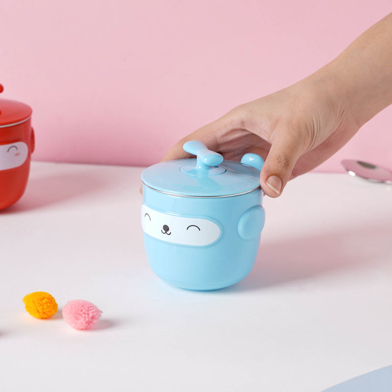 Cartoon Double Wall Stainless Steel Baby Bowl Blue 200 ml - Kids Lunch Box