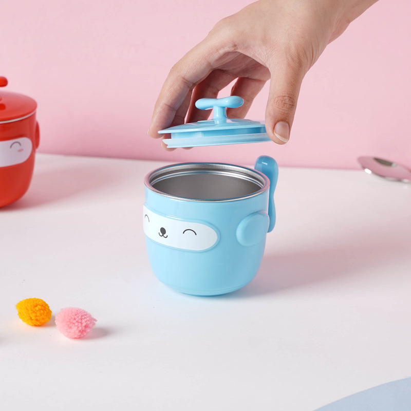 Cartoon Double Wall Stainless Steel Baby Bowl Blue 200 ml - Kids Lunch Box