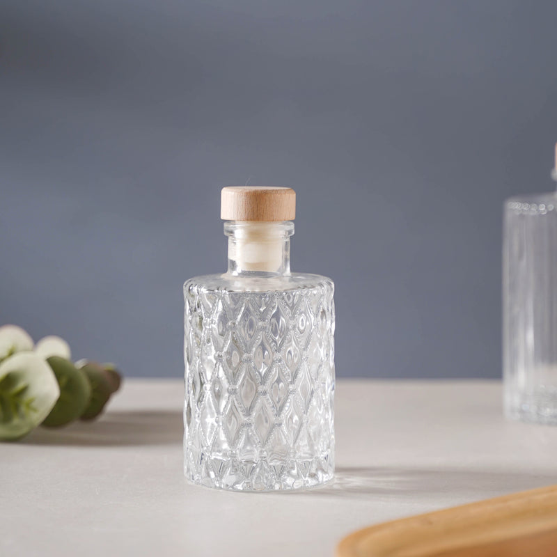 Diamond Textured Decanter with Cork - Water bottle, juice bottle, glass bottle | Bottle for Travelling & Dining Table
