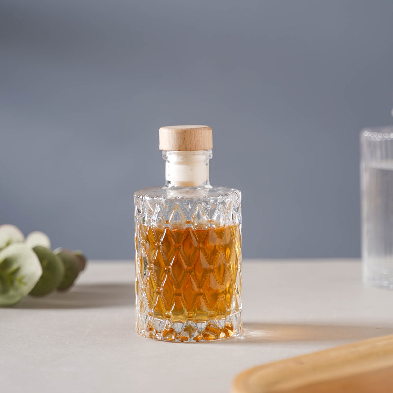 Diamond Textured Decanter with Cork - Water bottle, juice bottle, glass bottle | Bottle for Travelling & Dining Table