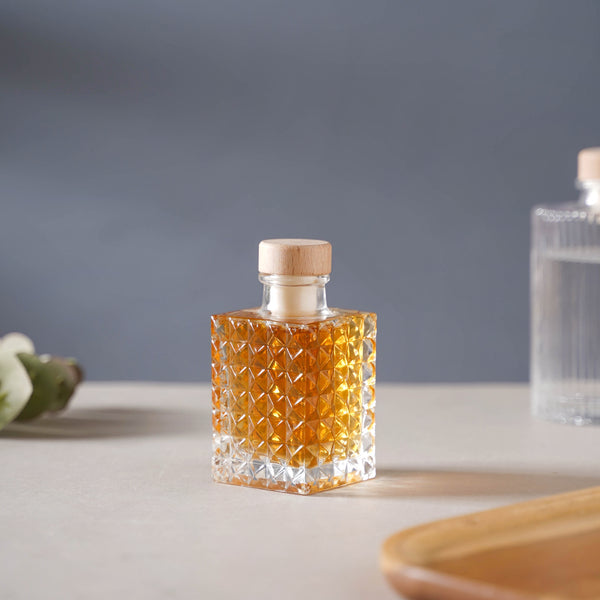 Square Textured Cork Glass Bottle