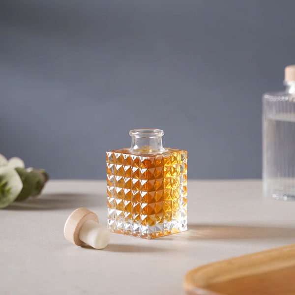 Square Textured Cork Glass Bottle