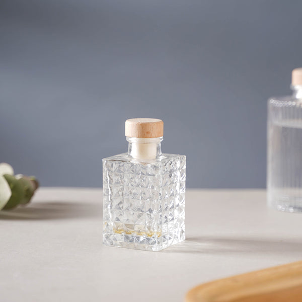 Square Textured Cork Glass Bottle