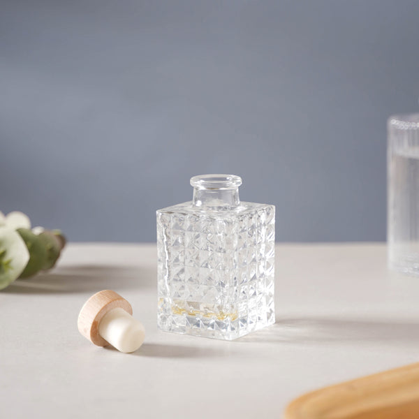 Square Textured Cork Glass Bottle