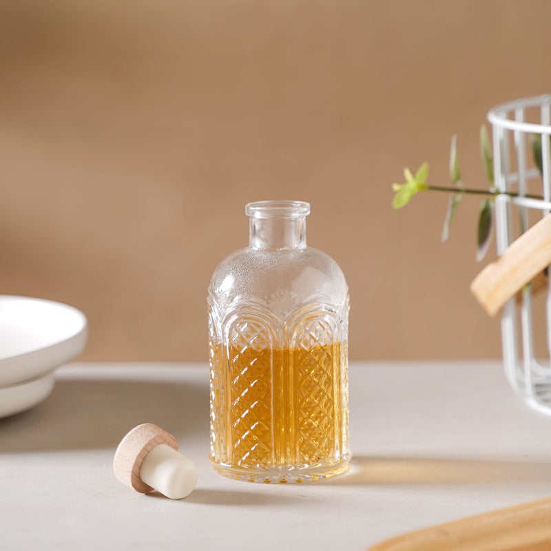 Medium Glass Decanter with Cork - Water bottle, juice bottle, mini bottle | Bottle for Travelling & Dining Table