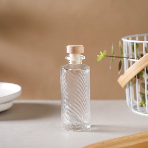 Textured Glass Bottle with Cork - Water bottle, juice bottle, mini bottle | Bottle for Travelling & Dining Table