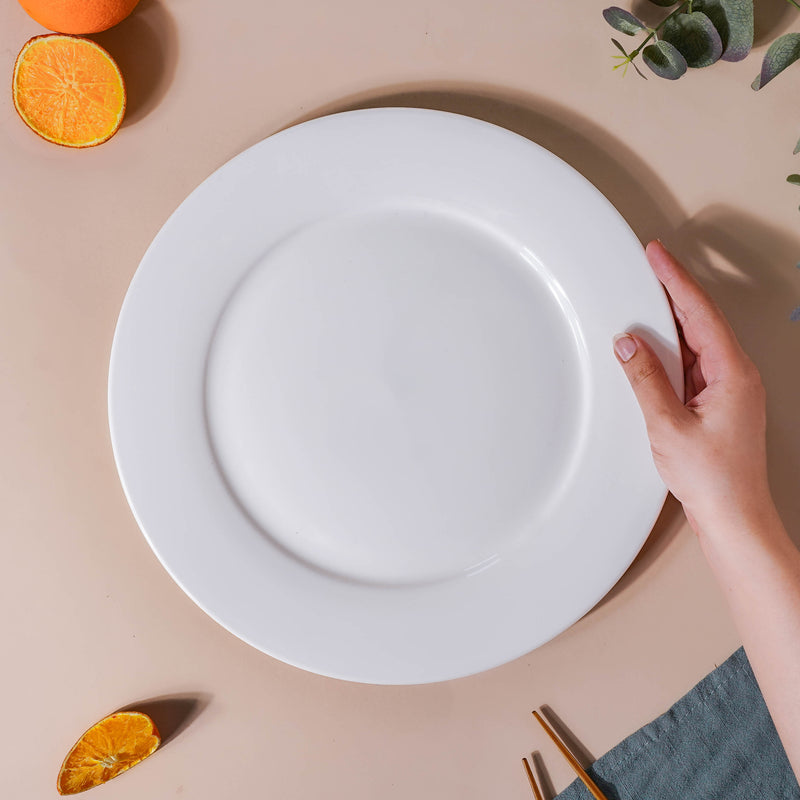 Classic White Dinner Plate 11.5 Inch - Serving plate, snack plate, ceramic dinner plates| Plates for dining table & home decor