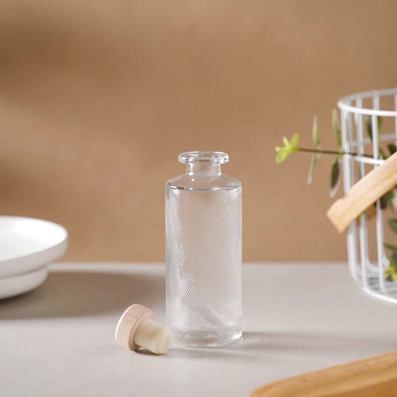 Textured Glass Bottle with Cork - Water bottle, juice bottle, mini bottle | Bottle for Travelling & Dining Table