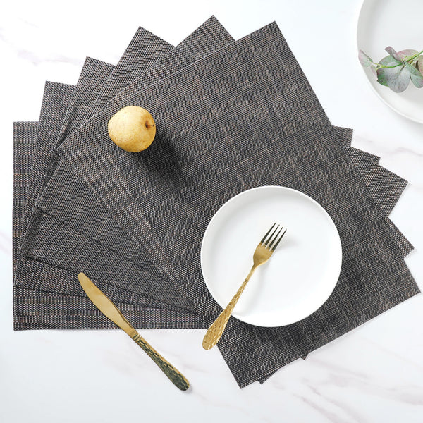 Black Brown PVC Table Mat Set of 6