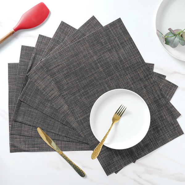 Black-brown PVC Table Mat Set of 6