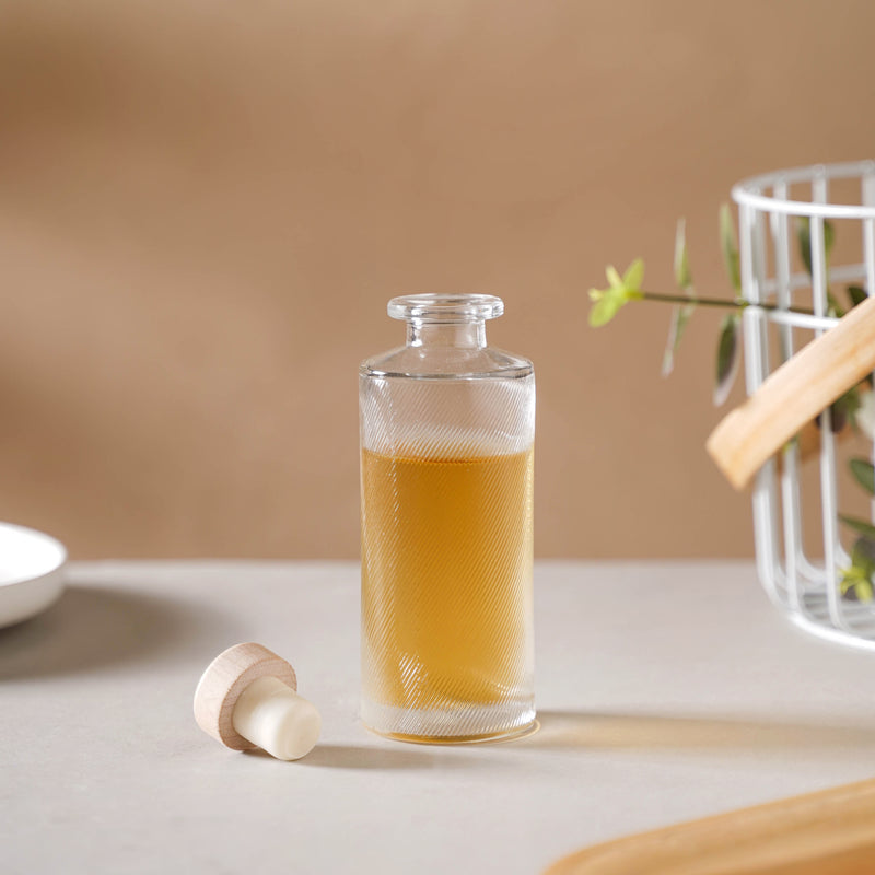 Textured Glass Bottle with Cork - Water bottle, juice bottle, mini bottle | Bottle for Travelling & Dining Table