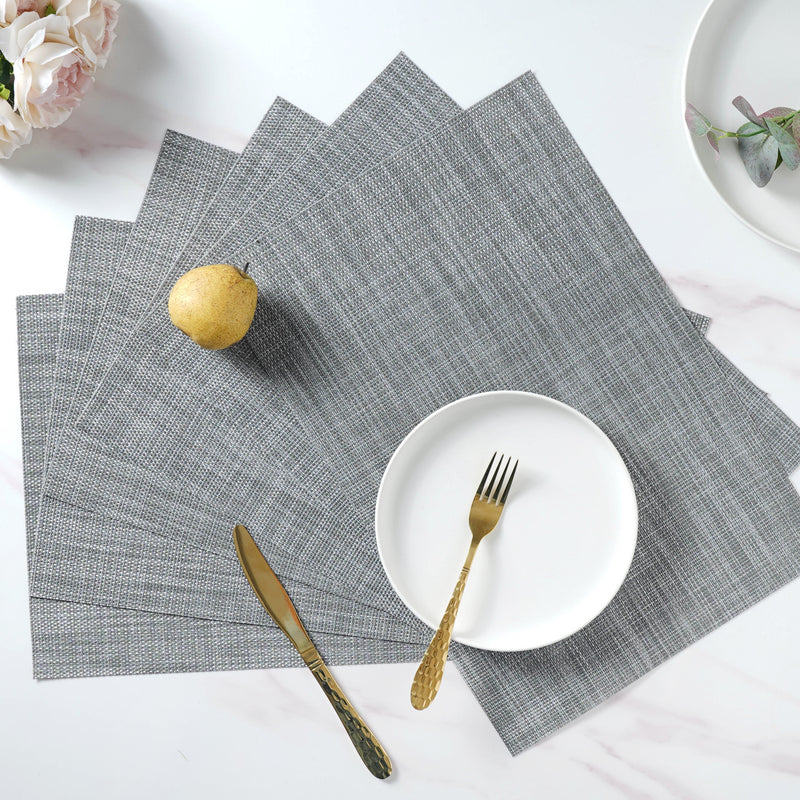 White-grey PVC Table Mat Set of 6