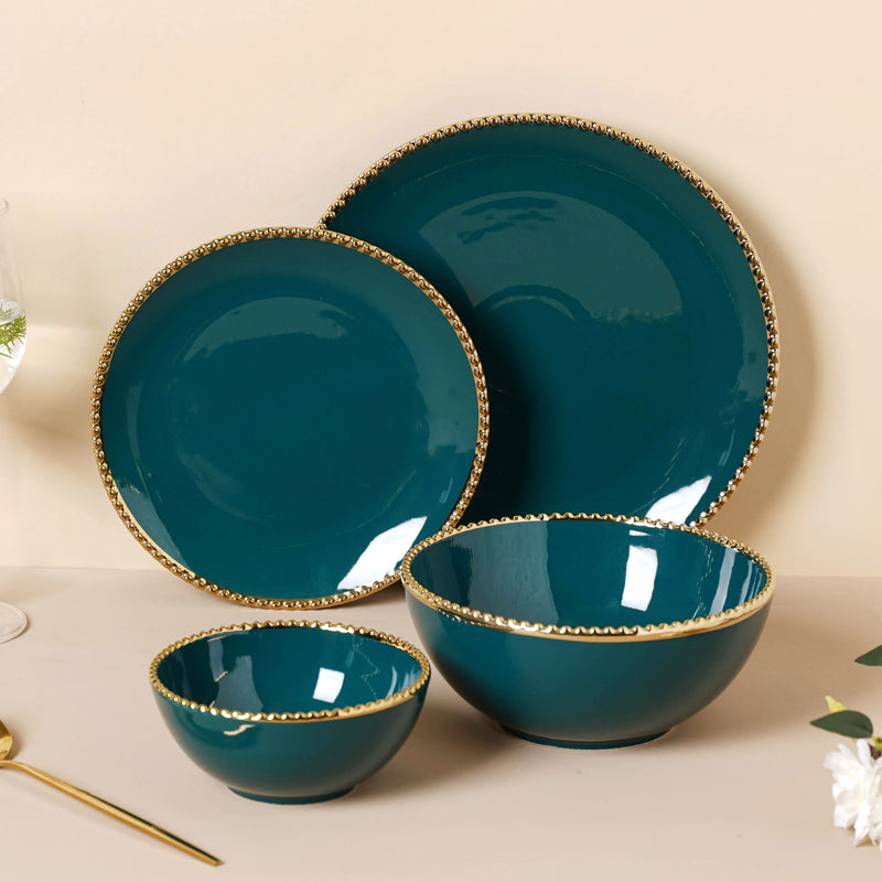 Green Elysian 21 Piece Dinner Set For 6