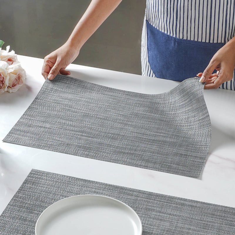 White-grey PVC Table Mat Set of 6