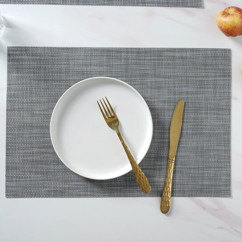 White-grey PVC Table Mat Set of 6