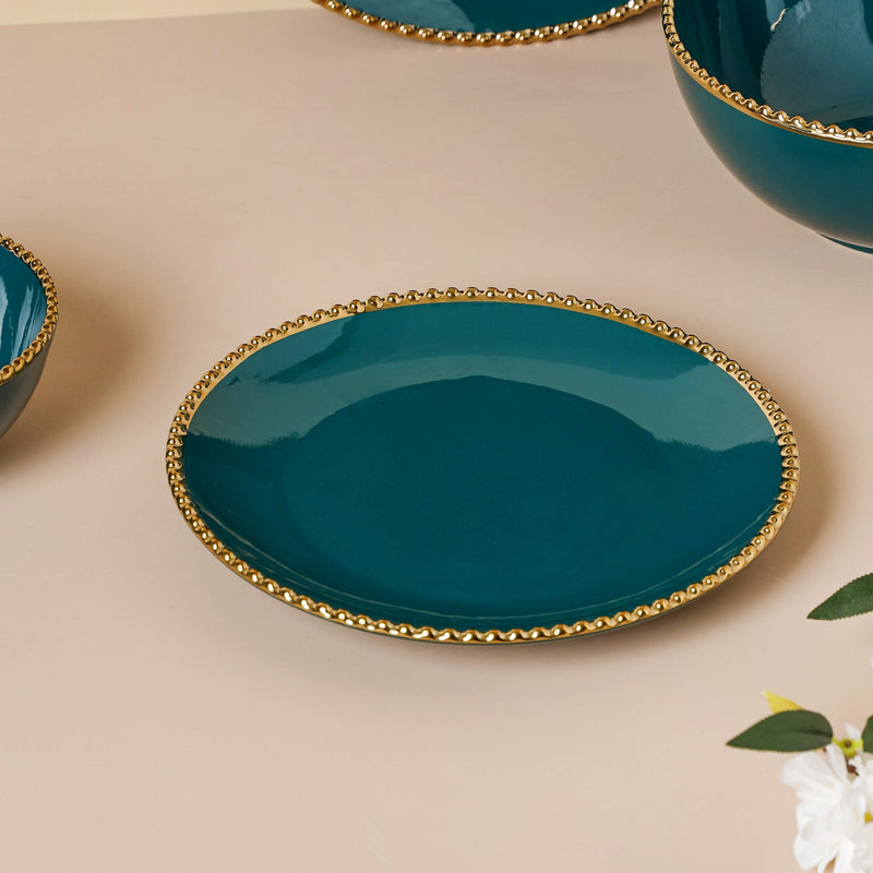 Green Elysian 21 Piece Dinner Set For 6