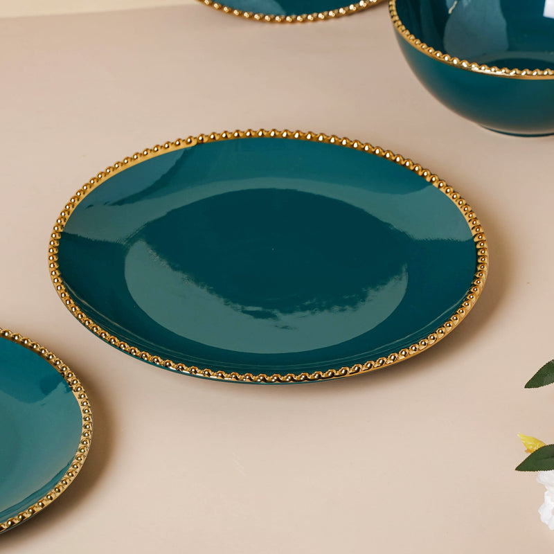 Green Elysian 21 Piece Dinner Set For 6