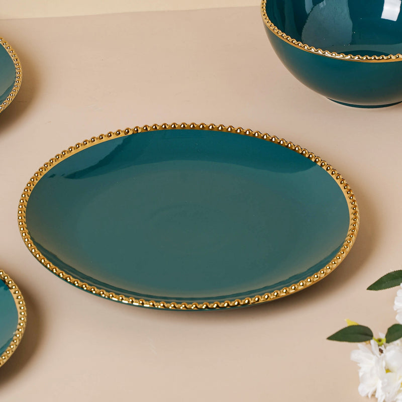 Green Elysian 21 Piece Dinner Set For 6