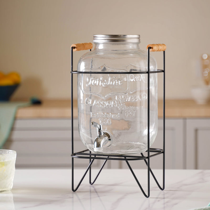 Glass Drink Dispenser With Stand - Water dispenser, juice dispenser | Glass dispenser for Dining table & Home decor