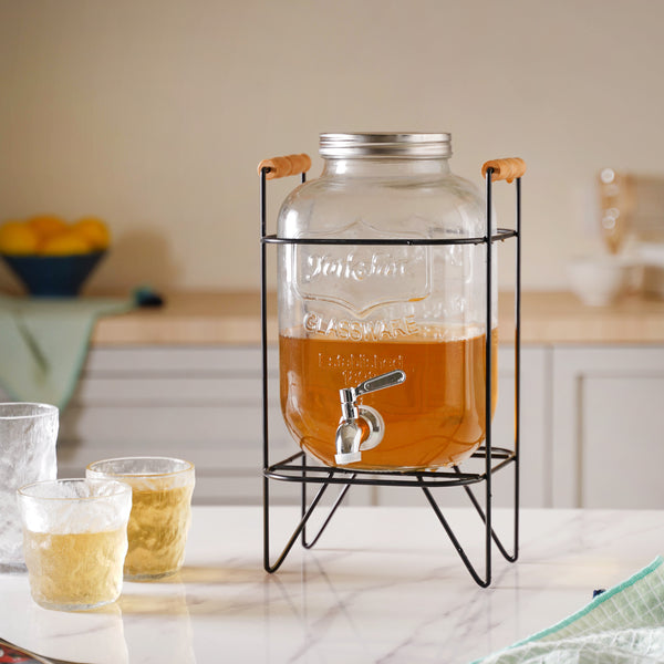 Glass Drink Dispenser With Stand