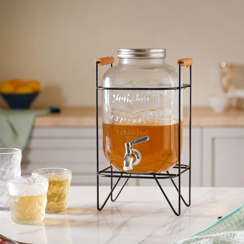 Glass Drink Dispenser With Stand - Water dispenser, juice dispenser | Glass dispenser for Dining table & Home decor