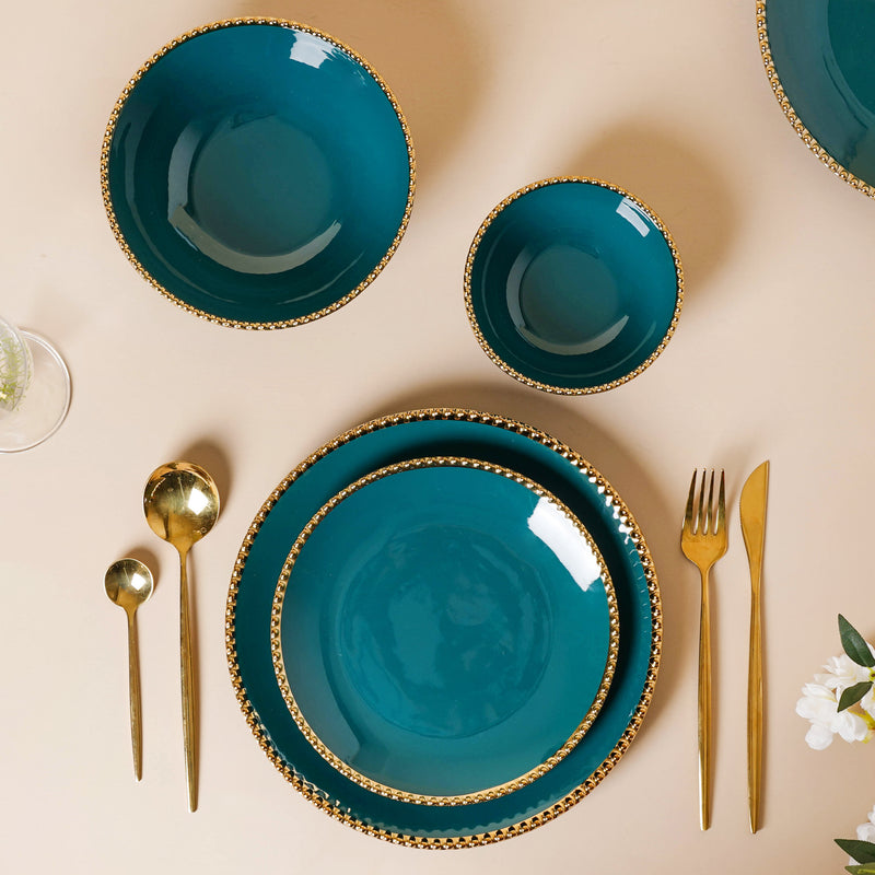 Green Elysian 21 Piece Dinner Set For 6
