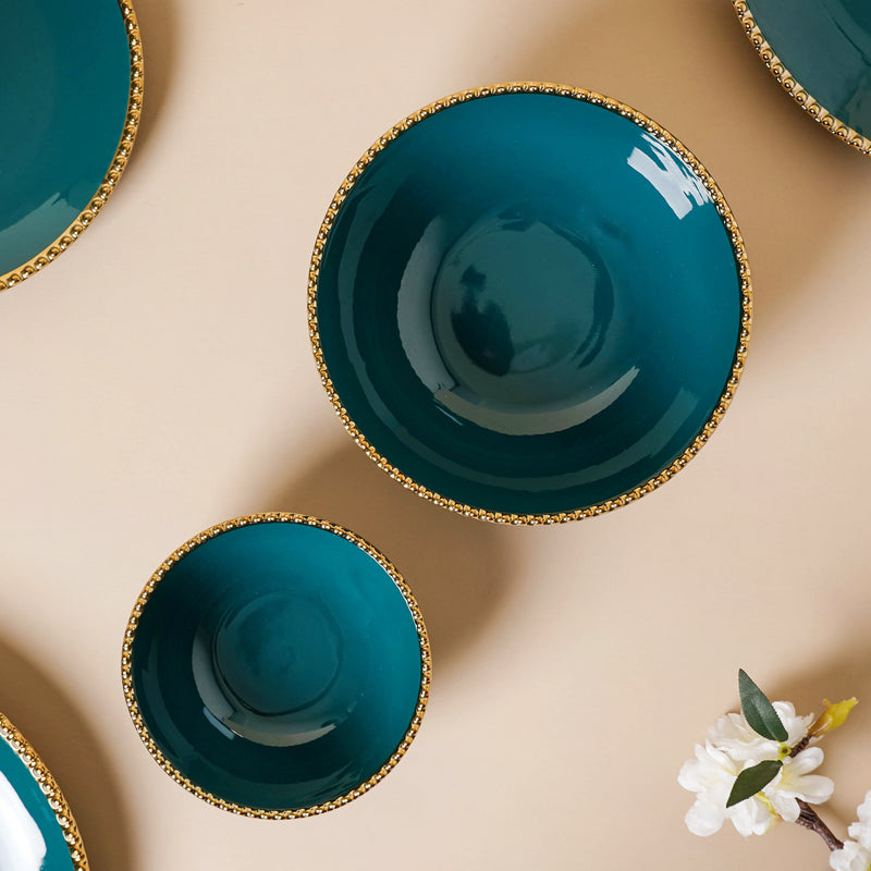 Green Elysian 21 Piece Dinner Set For 6