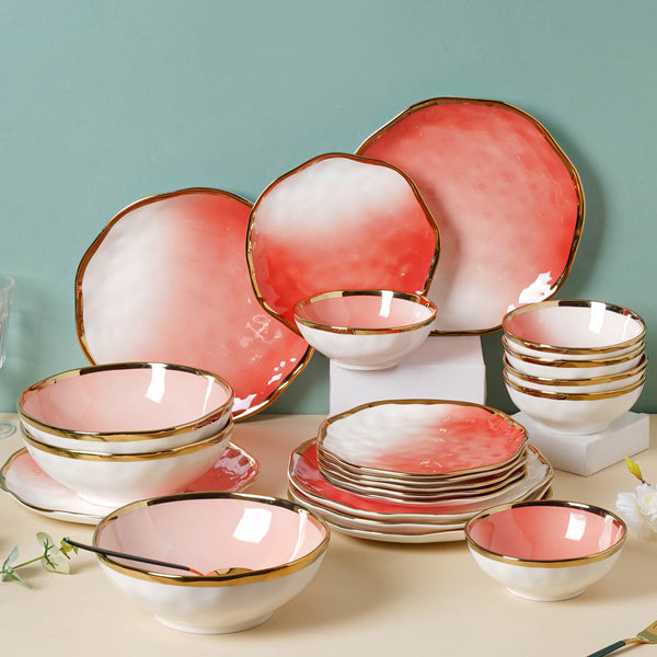 Pink Ombre 21 Piece Dinner Set For 6
