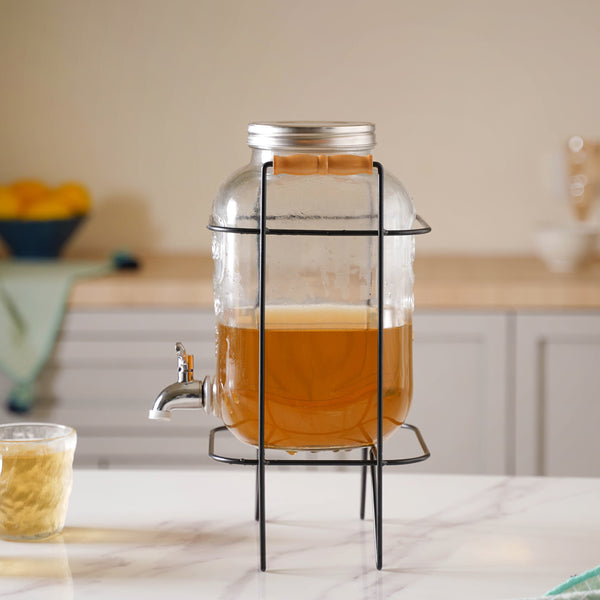 Glass Drink Dispenser With Stand