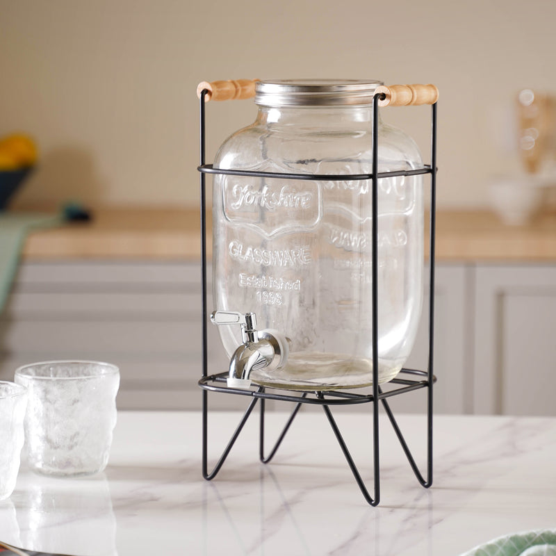 Drink Dispenser with Stand Small - Water dispenser, juice dispenser | Glass dispenser for Dining table & Home decor