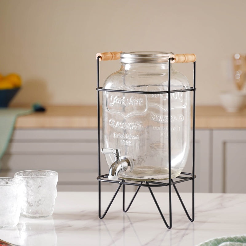 Drink Dispenser with Stand Small - Water dispenser, juice dispenser | Glass dispenser for Dining table & Home decor