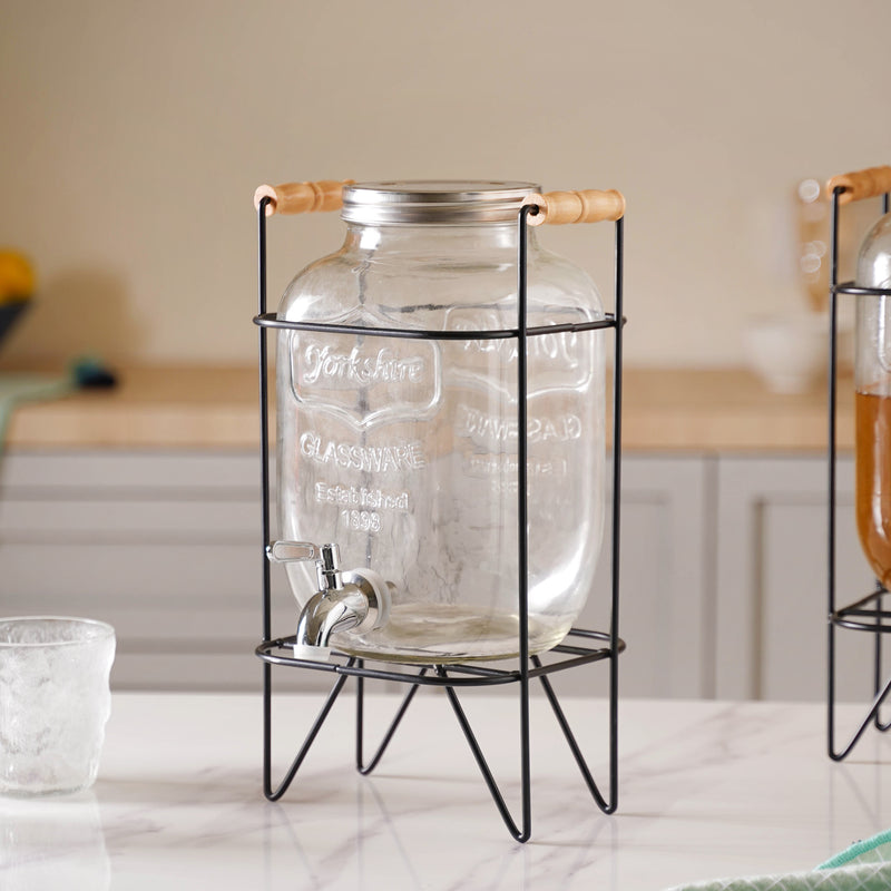 Drink Dispenser with Stand Small - Water dispenser, juice dispenser | Glass dispenser for Dining table & Home decor