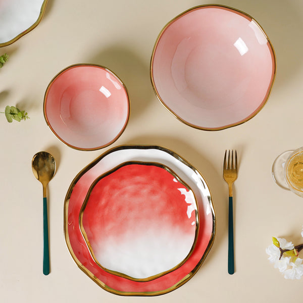 Pink Ombre 21 Piece Dinner Set For 6