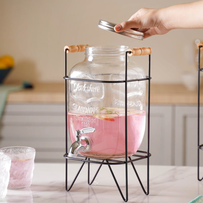 Drink Dispenser with Stand Small - Water dispenser, juice dispenser | Glass dispenser for Dining table & Home decor