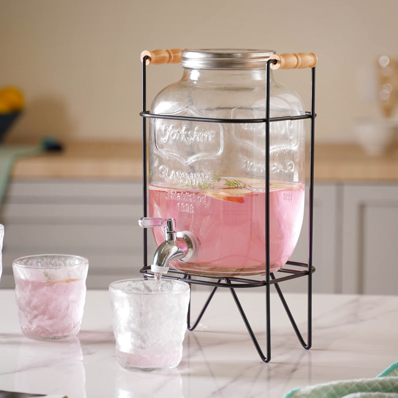 Drink Dispenser with Stand Small - Water dispenser, juice dispenser | Glass dispenser for Dining table & Home decor