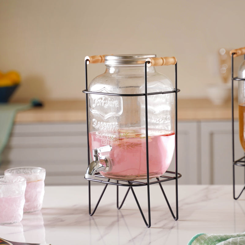 Drink Dispenser with Stand Small - Water dispenser, juice dispenser | Glass dispenser for Dining table & Home decor