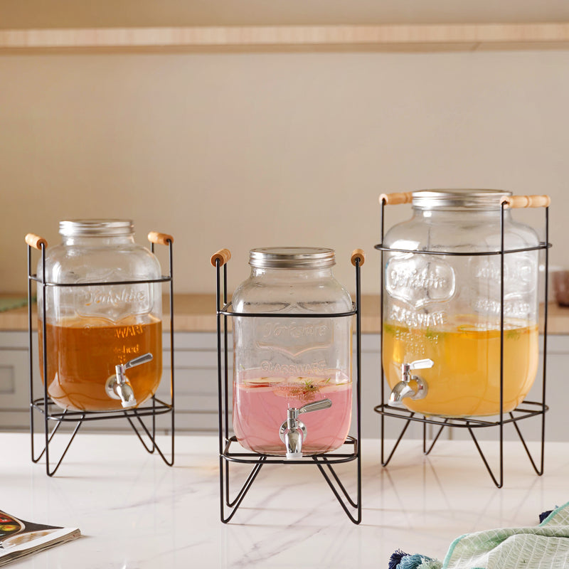 Drink Dispenser with Stand Small - Water dispenser, juice dispenser | Glass dispenser for Dining table & Home decor