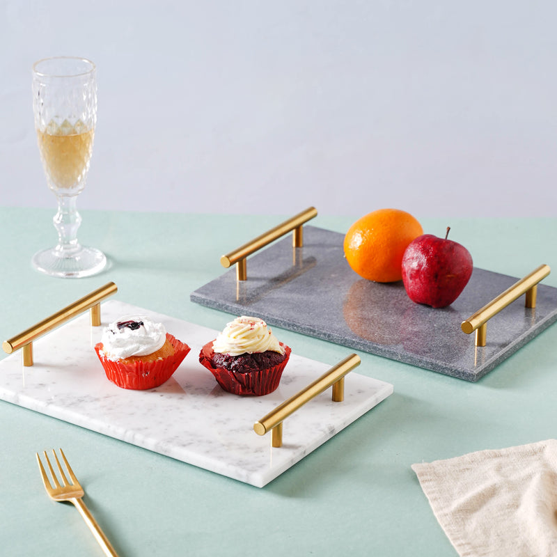 Marble Platter With Gold Handle