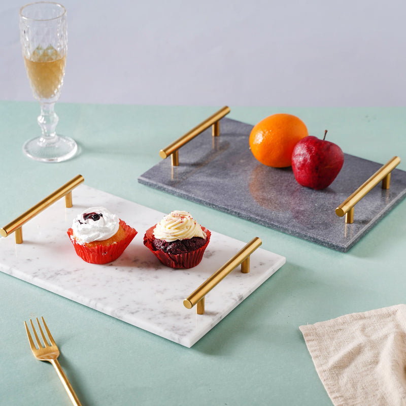 Marble Platter With Gold Handle