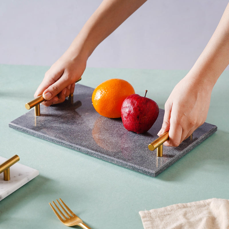 Marble Platter With Gold Handle