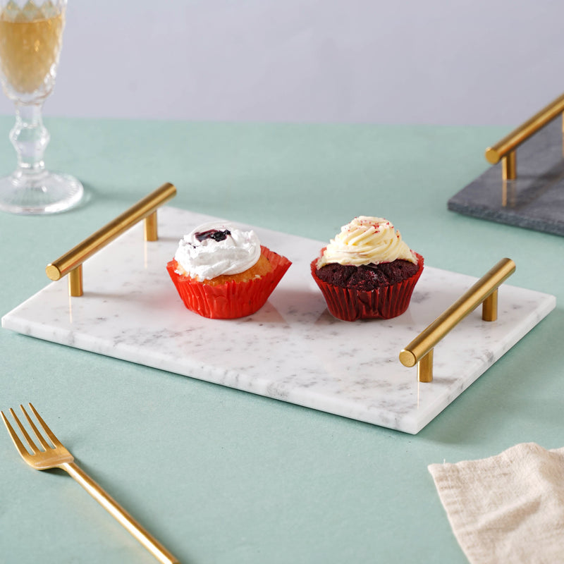 Marble Platter With Gold Handle
