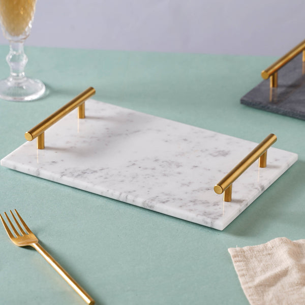 Marble Platter With Gold Handle