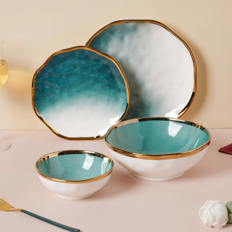 Green Ombre 21 Piece Dinner Set For 6